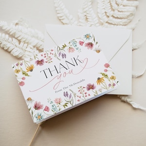 Wildflower Thank You Card Template, Thank You Card Printable, Thank you Card, Butterfly Thank You, Edit with TEMPLETT, WLP-WID 8388