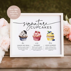Signature Cupcakes Sign, Editable Wedding Cupcake Sign, Wedding Dessert Sign, Signature Wedding Sign, Edit with TEMPLETT, WLP-PAL 7342