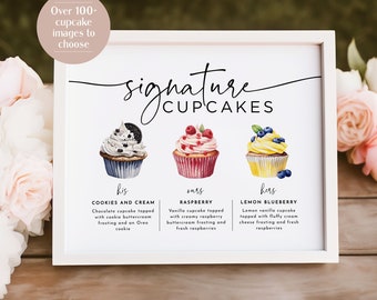 Signature Cupcakes Sign, Editable Wedding Cupcake Sign, Wedding Dessert Sign, Signature Wedding Sign, Edit with TEMPLETT, WLP-PAL 7342