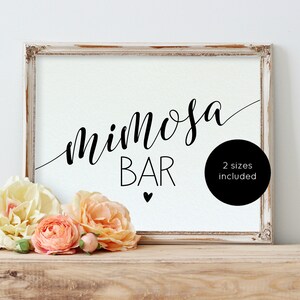 Mimosa Bar Sign, Wedding Bar Sign Template, Bridal Shower Mimosa Bar Sign, 5x7, 8x10, Instant Download, WLP815