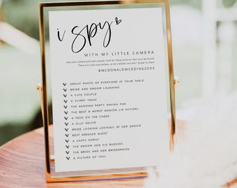 I Spy Wedding Game, Minimalist, Reception Game, Wedding Photo Hunt Game, Wedding Shower Fun Games, Edit with TEMPLETT, WLP-SIL 7728