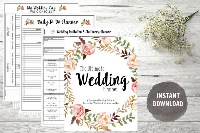 Wedding Planner, Printable Wedding Planner, Wedding Binder, DIY planning organizer, 8.5x11 Instant Download PDF image 5