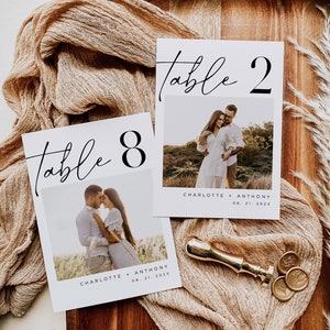 Photo Table Numbers, Modern Table Numbers, Wedding Photo Table Numbers, Reception Table Numbers, 5x7, 4x6, Edit with TEMPLETT, WLP-SAL 7001