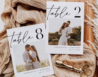 Photo Table Numbers, Modern Table Numbers, Wedding Photo Table Numbers, Reception Table Numbers, 5x7, 4x6, Edit with TEMPLETT, WLP-SAL 7001