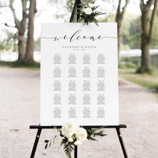 Seating Chart Poster, Wedding Seating Chart Sign, Find Your Seat Sign, Table Seating Chart, Edit with TEMPLETT, WLP-SCR 1997