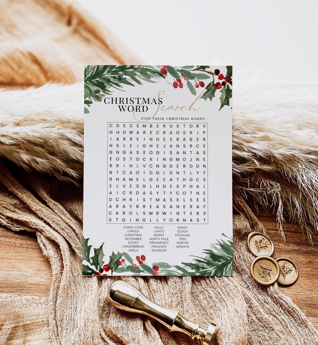 Christmas Word Search Game, Fun Holiday Party Game, Christmas Puzzle ...