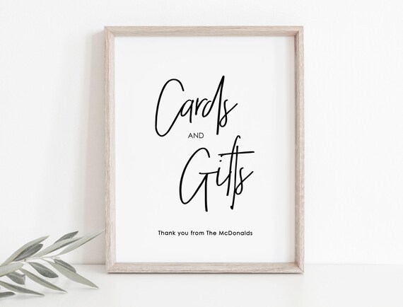 Cards and Gifts Sign, Gifts Table Sign, 8x10, Cards and Gifts Printable, Modern Wedding Sign,  Edit with TEMPLETT. WLP-PEN 2198
