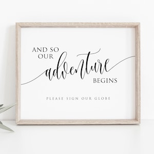 And so our adventure begins, Globe Guestbook, Wedding Globe Sign, Wedding Guestbook Sign, 8x10, TEMPLETT, WLP-SOU 1409