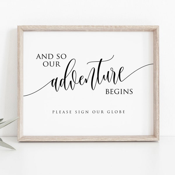 And so our adventure begins, Globe Guestbook, Wedding Globe Sign, Wedding Guestbook Sign, 8x10, TEMPLETT, WLP-SOU 1409