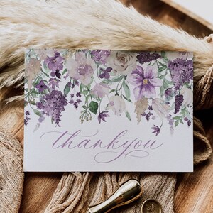 Lavender Thank You Card Template, Thank You Card Printable, Thank you Card, Lilac Thank You, Edit with TEMPLETT, WLP-PUR 5955