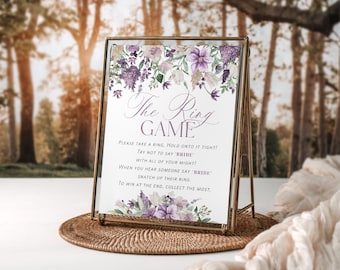 Wildflower The Ring Game, Bridal Shower Game Sign, Bridal Shower Sign, Bridal Ring Game, Ring Game Sign, Edit with TEMPLETT, WLP-PUR 7440