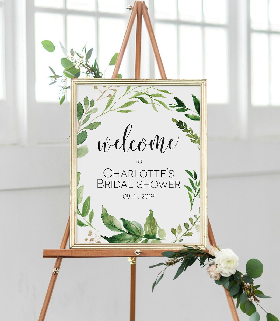 Welcome Sign Poster, Greenery Welcome Sign, Baby Shower Welcome Sign ...