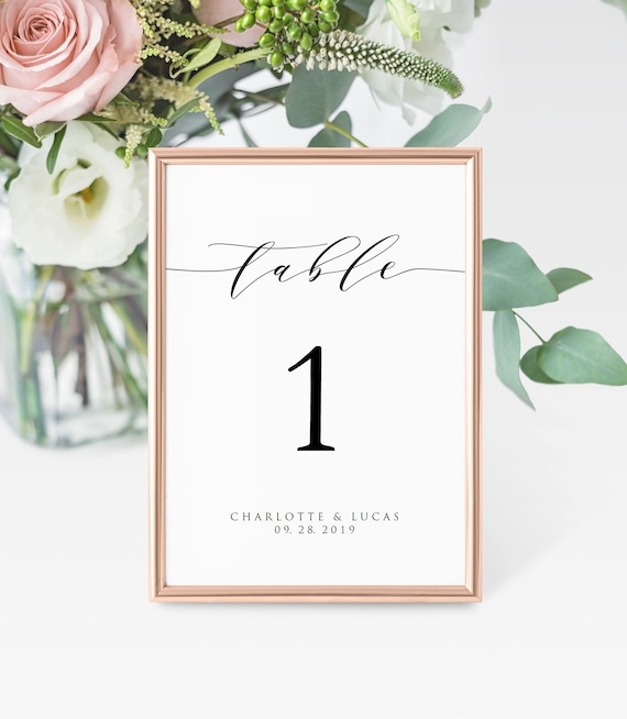 Wedding Table Numbers Printable Calligraphy Table Numbers - Etsy