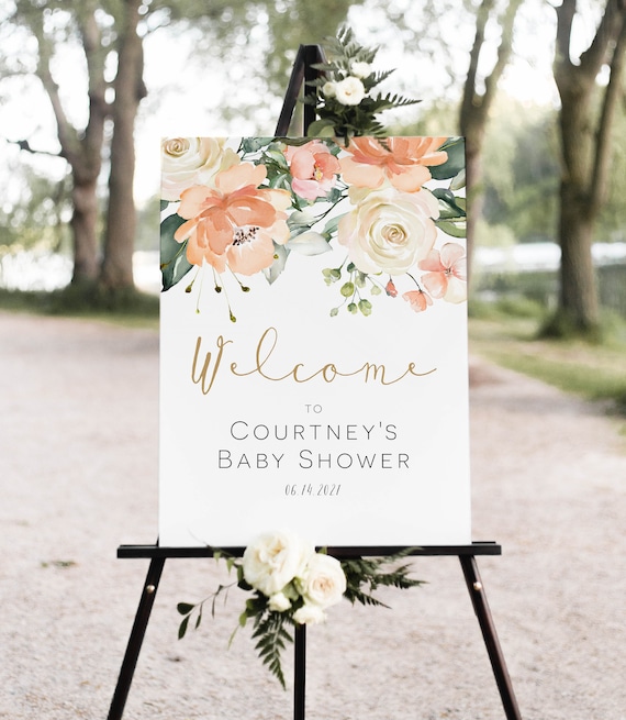 Wedding Sign Poster Print Blush Peach Floral Heaven Loved Ones 