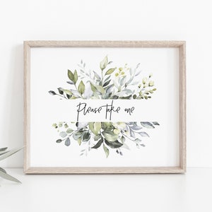 Greenery Please Take One Sign, Favors Sign Template, Printable Table ...