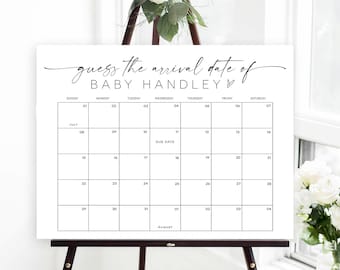Baby Due Date Calendar Game, Baby Shower Game, Guess Baby's Birth Date, Editable Baby Prediction, Due Date Game, TEMPLETT, WLP-LIN 7225