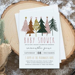 Christmas Baby Shower Invitation, Baby Shower Invitation, Holiday Baby Invitation, Instant Download, Edit with TEMPLETT, WLP-PCH 3866