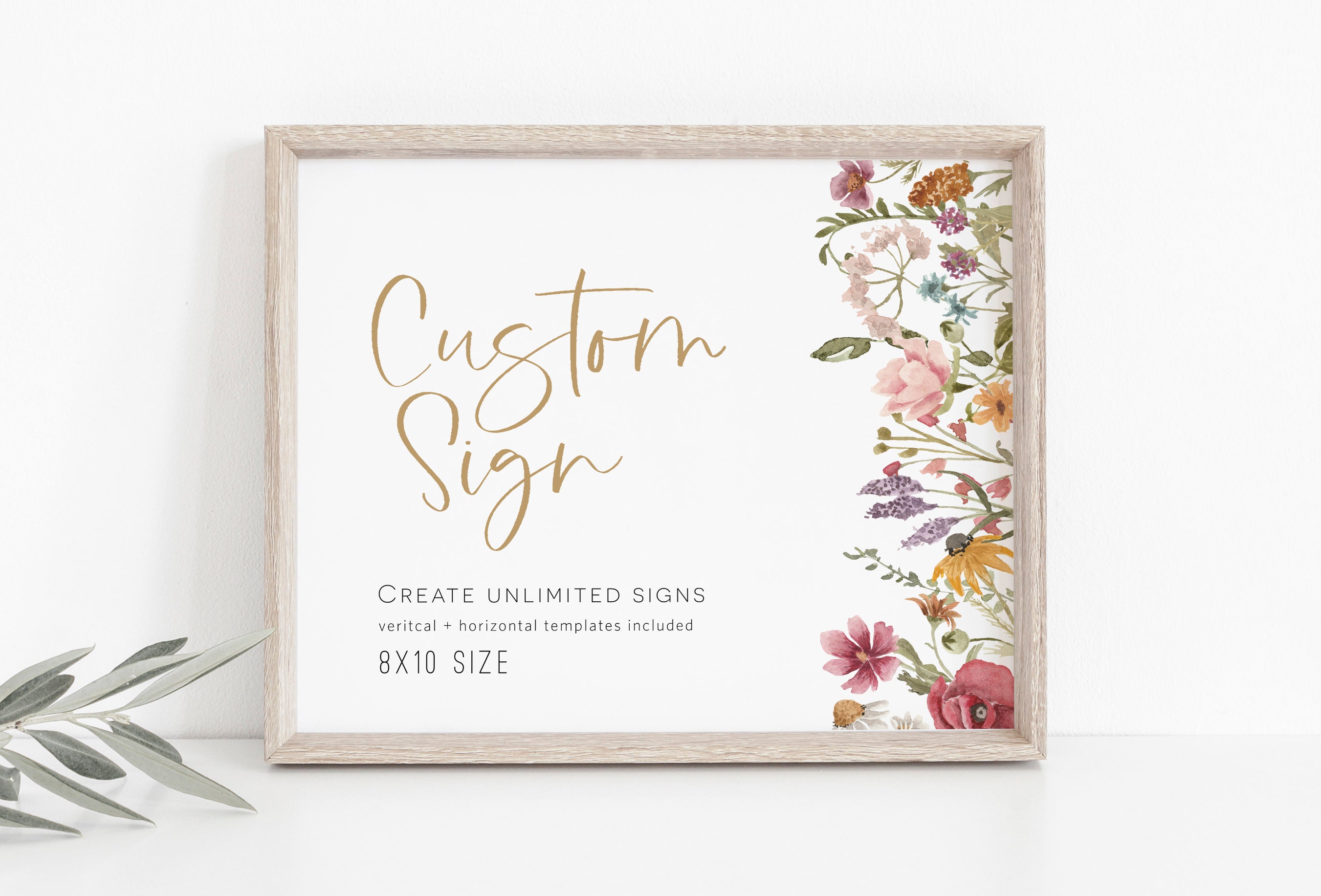 Wildflower Custom Sign portrait and Landscape Floral - Etsy
