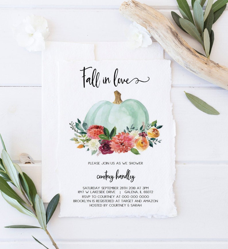 Fall Bridal Shower Invitation Set Recipe Card and Details Etsy