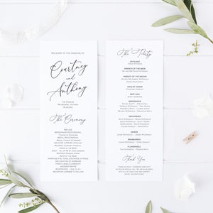 Printable Wedding Program, Folded Wedding Pogram, Modern Script Wedding Program, Edit with Templett , Wedding Program, WLP-DAR 2131