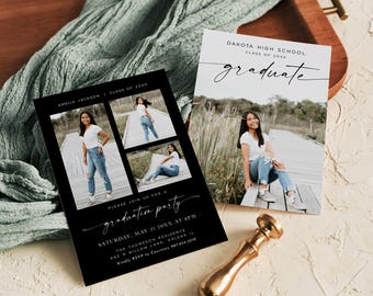 Graduation Party Invitation Template, Graduation Announcement, Modern Graduation Invite, Graduation Photo Card, Edit TEMPLETT, WLP-GRA 8238