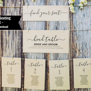 Wedding Seating Chart Template, Wedding Seating Chart Printable, Seating Cards, TEMPLETT, Find your Seat Sign, WLP-BLO