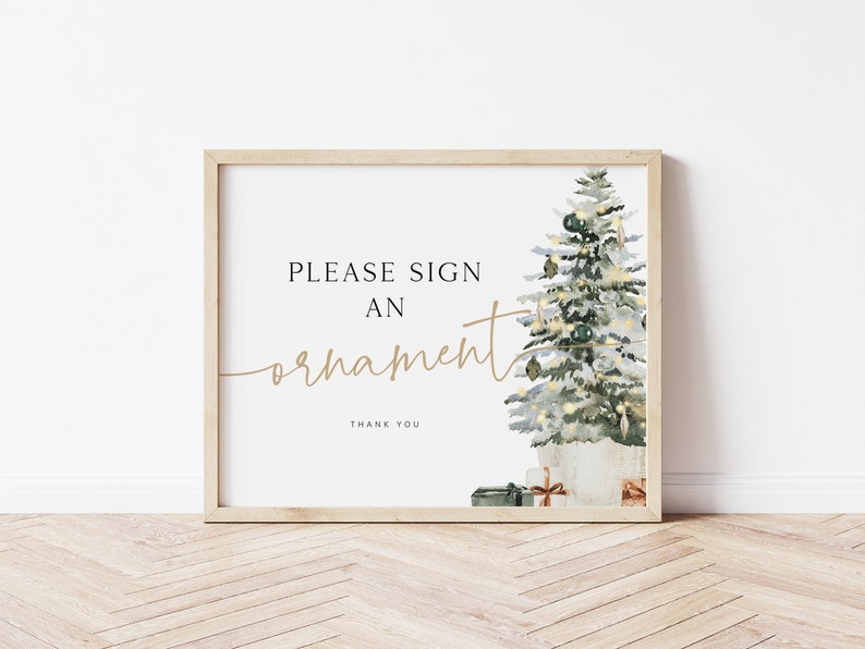 Sign an Ornament, Ornament Guestbook Sign, Christmas Guestbook Sign, Holiday Shower Sign, Edit with TEMPLETT, WLP-GTR 6036 image 2