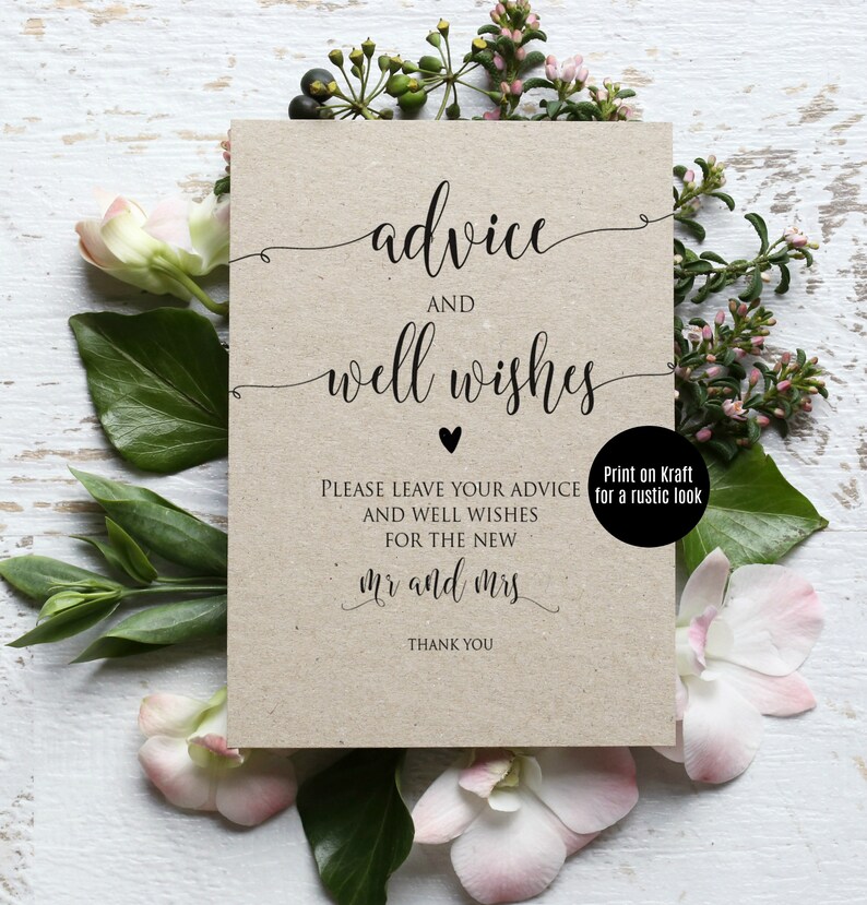 Wedding Advice Cards Printable Advice Cards Advice | Etsy