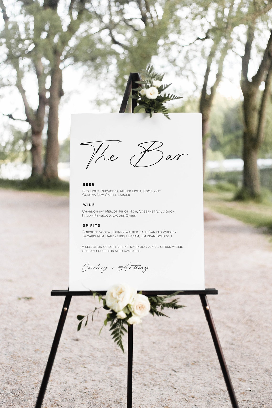 Wedding Bar Menu Sign Printable Modern Bar Poster Drinks Etsy