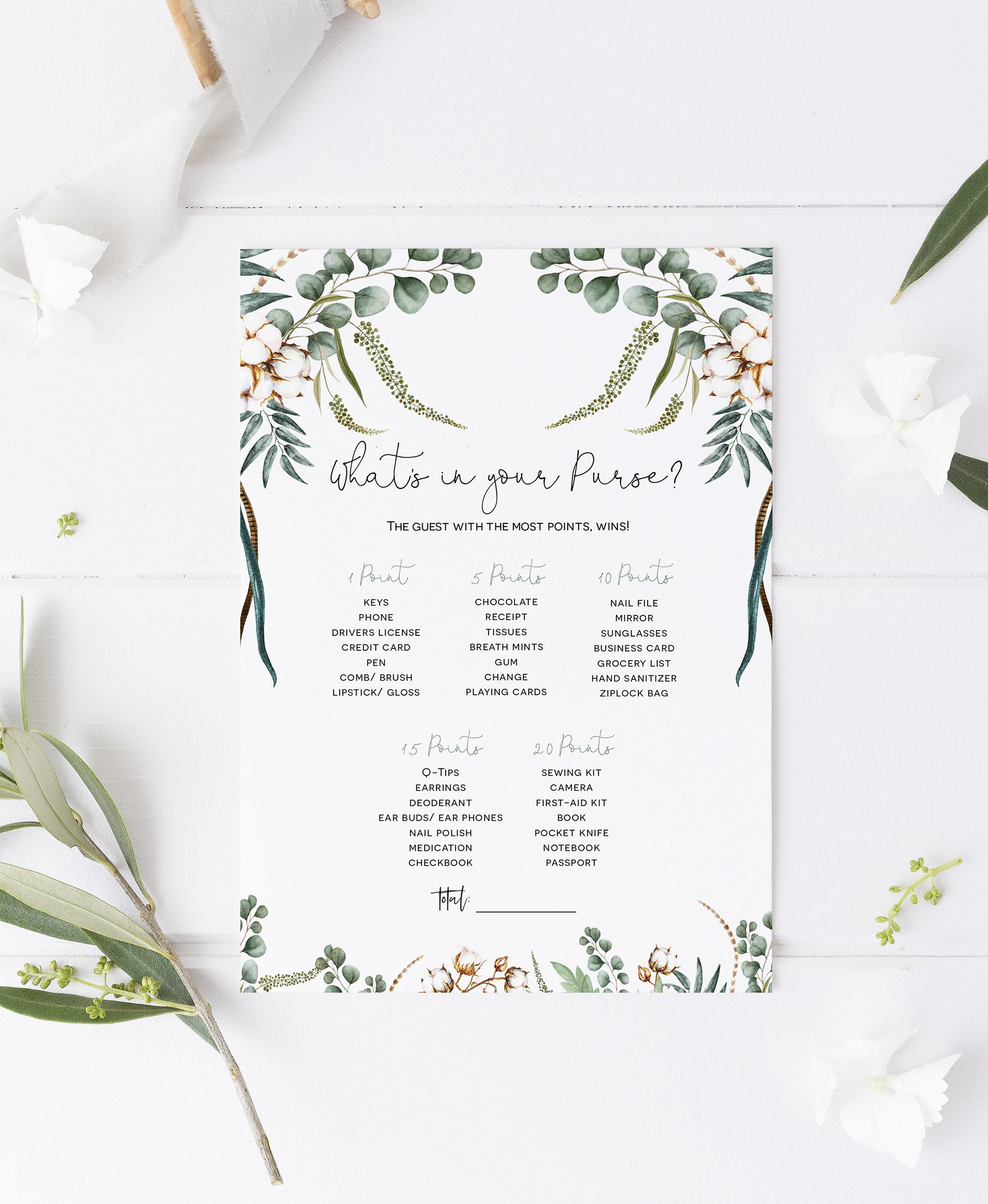 Boho What's in your Purse Game Printable Bridal Shower | Etsy