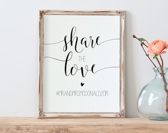 Share the Love Sign Template, Wedding Hashtag Sign, Wedding Printable, Share the love sign, Wedding Hashtag, Edit with TEMPLETT WLP-SOU 564