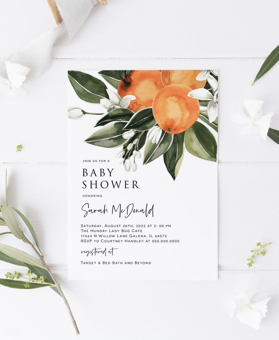 citrus baby shower invitations