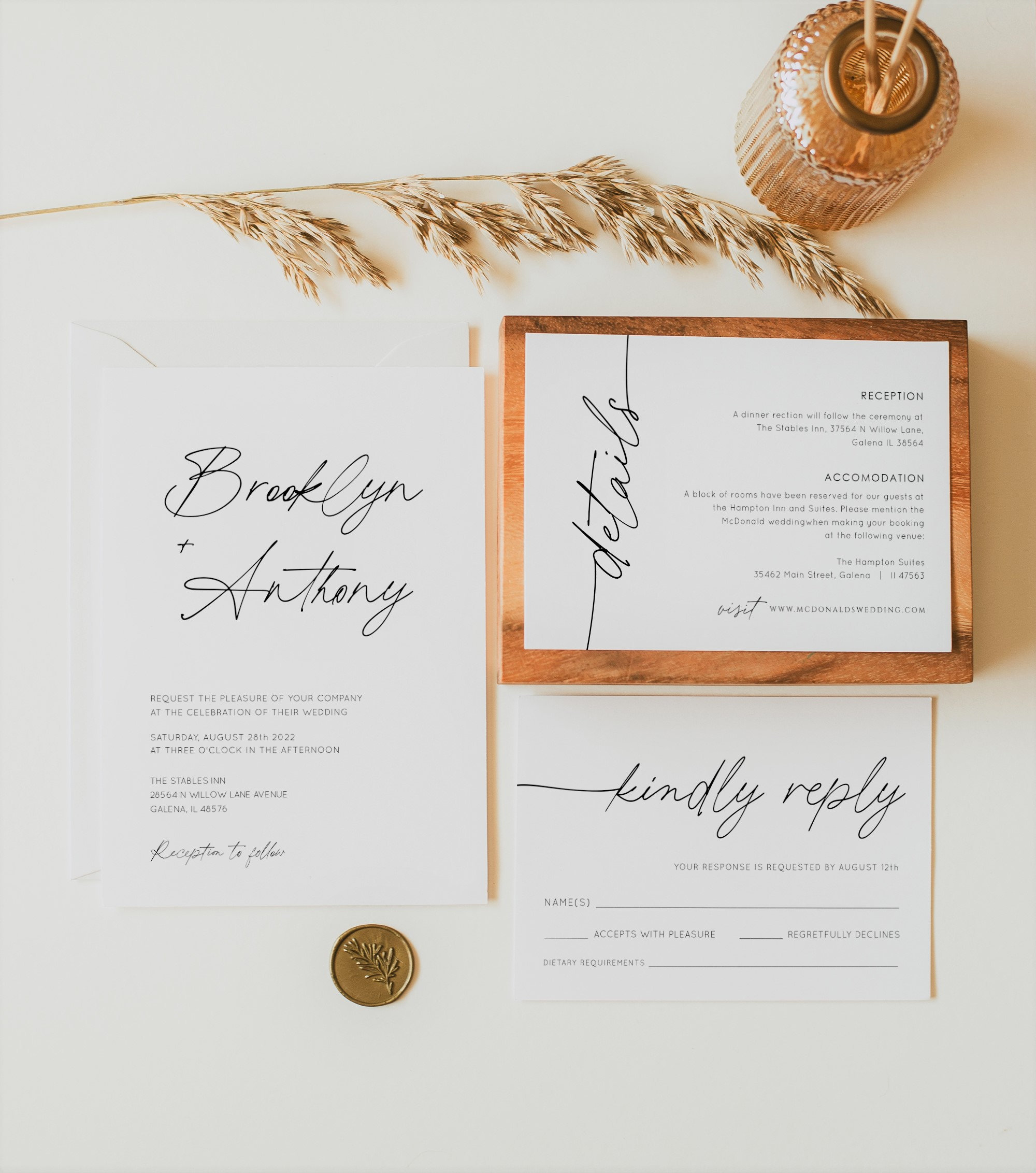 Minimalist Wedding Invitation, Modern Wedding Invitation