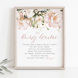 The Ring Game, Pink Bridal Shower Game, Ring Game Sign, 8x10, Don&#39;t say Bride Game, Shower Table Sign, TEMPLETT, WLP-PGO 4363