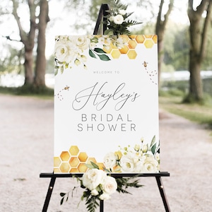 Bee Welcome Sign Poster, Bridal Shower Welcome Sign, Honeybee Welcome Sign Template, Instant Download, Edit with TEMPLETT, WLP-FBE 4793