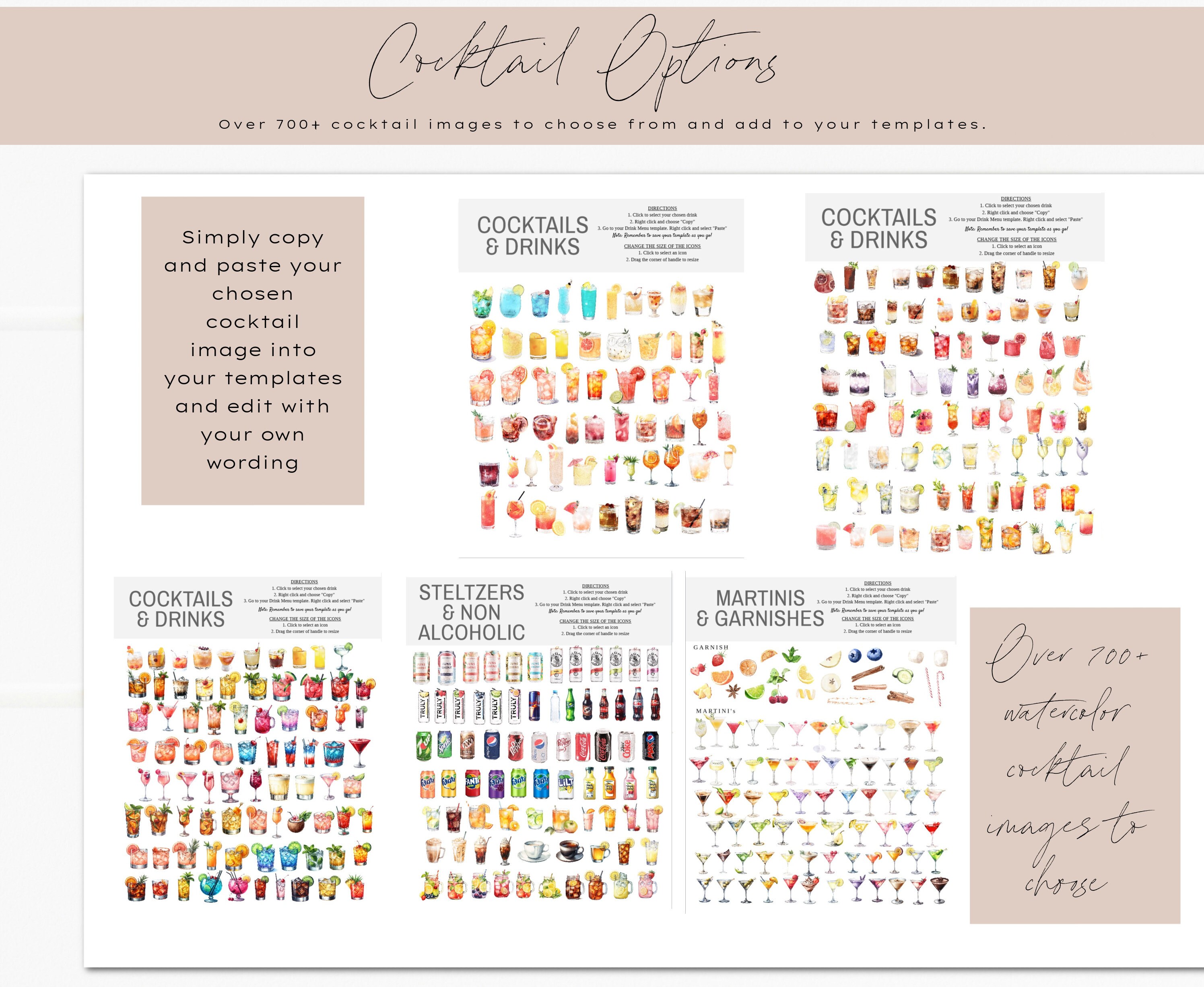 Custom Fillable Bar Minimalist Bar Sign, Printable Bar Menu Template, Editable Bar Sign, 4 ...