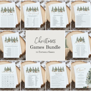 Christmas Games Bundle, Holiday Party Games Bundle, Printable christmas Party Games, Set of 8 Games, Edit with TEMPLETT, WLP-GTR 4681