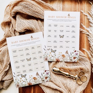 Butterfly Bridal Bingo,  Bridal Shower Bingo Game, Printable Bingo Cards, Editable Bingo Card, Edit with TEMPLETT, WLP-FBU 7081