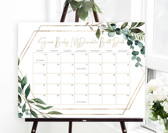 Baby Due Date Calendar Game, Baby Shower Game, Guess Baby's Birth Date, Editable Baby Prediction, Due Date Game, TEMPLETT, WLP-GBR 4335
