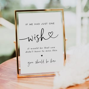 If I had One Wish Sign, Wish you were Here Sign, Modern Memorial Table Sign, You Should Be Here Sign, Edit with TEMPLETT, WLP-PAL 7659
