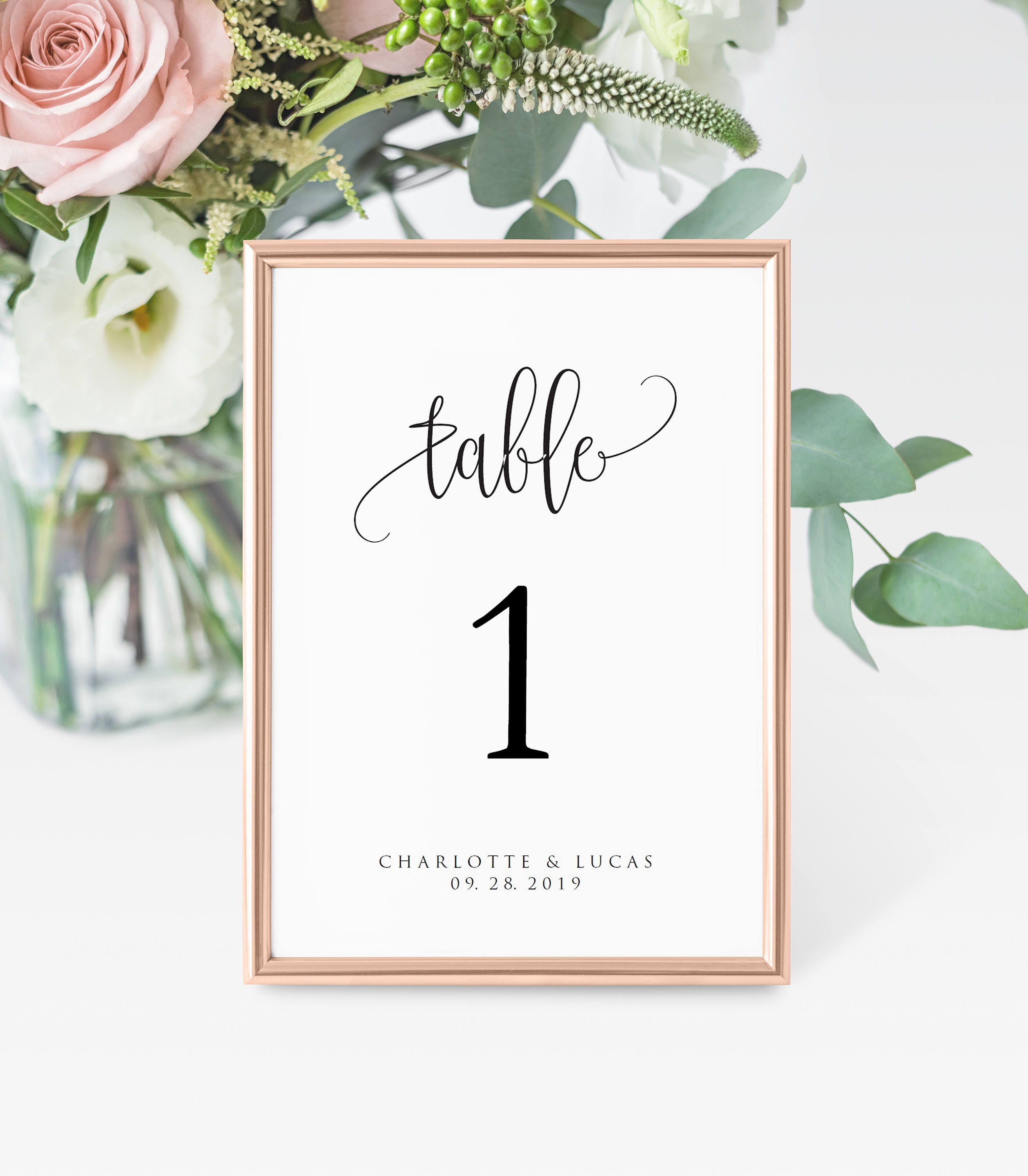 Wedding Table Numbers Template, Printable Table Numbers, Calligraphy ...