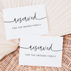 Reserved Chair Signs, Minimalist Wedding Reserved Card, Reserved Seat Sign, Folded Reserved Template, Edit with TEMPLETT, WLP-PAL 5901