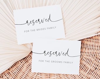 Reserved Chair Signs, Minimalist Wedding Reserved Card, Reserved Seat Sign, Folded Reserved Template, Edit with TEMPLETT, WLP-PAL 5901