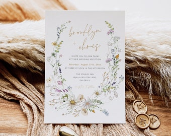 Boho Wedding Invitation, Wildflower Wedding Invitation, Printable Wedding Invite, Instant Download, Edit with TEMPLETT, WLP-PRW 5291