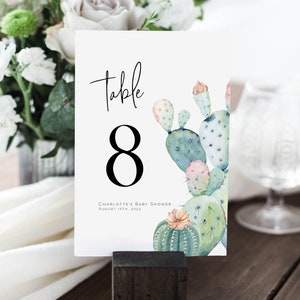 Numeri tabella cactus, modello numeri tabella stampabile, numeri tabella cactus blush, 5x7", 4x6" Modifica con TEMPLETT, WLP-PCA 2416