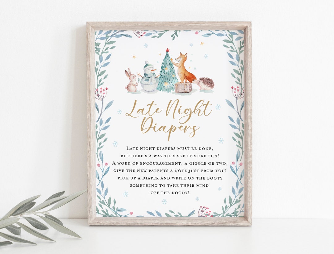 Printable Late Night Diapers Sign, Diaper Thoughts Signs, Christmas ...