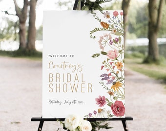 Wildflower Welcome Sign Poster, Shower Welcome Sign, Floral Welcome Sign Template, Instant Download, Edit with TEMPLETT, WLP-WIL 4520
