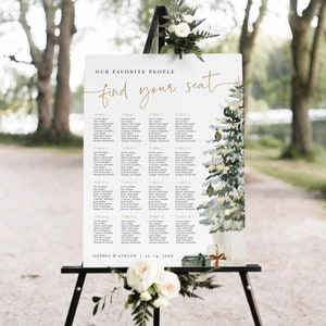 Christmas Seating Chart Poster, Holiday Wedding Seating Chart, Printable Seating Poster, Edit with TEMPLETT, WLP-GTR 6796