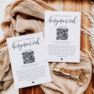 Modern Honeymoon Wish Card, Venmo Honeymoon Insert Card, Editable Enclosure Card, 5c3.5", TEMPLETT, Instant Download, WLP-SOU 5667