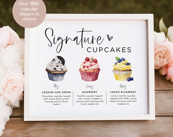 Signature Cupcakes Sign, Editable Wedding Cupcake Sign, Wedding Dessert Sign, Signature Wedding Sign, Edit with TEMPLETT, WLP-SIL 7341